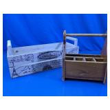 (2) Wooden Organizer Caddies / Storage Boxes