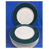 Gibson Teal Rim Dinner Plates Set