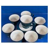 Gibson Green Ceramic Cup Mug & Saucer Set