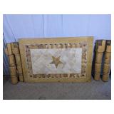 Mexican Rustic Inlaid Stone Dining Table