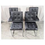 Black Faux Leather Dining Chairs Chrome Base