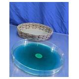 Acrylic Serving Tray and Woven Basket Set