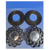 (4) Black Geometric Round Wall Mirrors