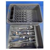 (2) Dish Rack and Cutlery Tray with Flatware Set