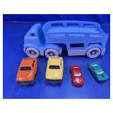 (5)Green Toys Blue Car Carrier & Toy Cars Lot