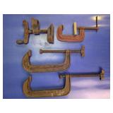 Vintage Metal C-Clamps and Wood Clamps
