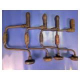 Antique Wood & Metal Hand Brace Drills