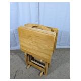 Folding Wooden TV Tray Tables Set