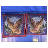 (2) Eagle Patriotic Square Throw Pillows