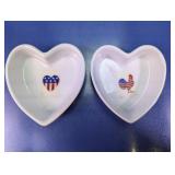 Heart-Shaped Patriotic Milk Glass Bowls