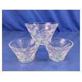 Starburst Pattern Glass Dessert Bowls