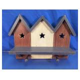 Americana Wooden Star Wall Shelf with Pegs