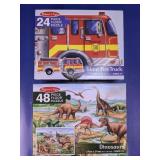 Kids Floor Puzzle Set Dinosaurs & Fire Truck