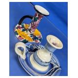 Floral & Blue Ceramic Candle Holders