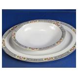 Floral Oval Serving Bowl & Platter Set
