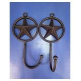 Pair of Rustic Metal Star Wall Hooks