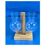 Glass Hydroponic Terrarium Vase Wood Stand