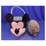 (2)Mickey Mouse Easter Basket & Armadillo Plush