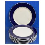 Blue Rim Ceramic Dinner Plates Set