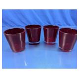Red Glass Shot Glasses Set