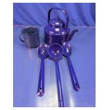 Blue Speckled Enamelware Kitchen Set