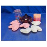 Valentine Decor Jar Vase Candle Heart Set