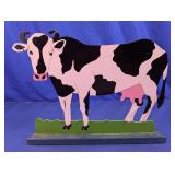 Rustic Painted Wood Cow Shelf Sitter Decor