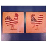 Patriotic American Flag Rooster Ceramic Tiles