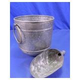 Galvanized Metal Bucket w/ Scoop