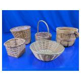 Mixed Wicker & Wood Baskets Lot