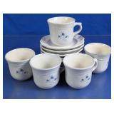 White Ceramic Tea Cups & Saucers Blue Rose