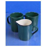 Green Mug & Creamer Pitcher Set