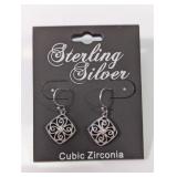 NEW! Sterling Silver  and CZ Dangle Earrings