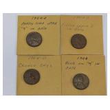 4 U.S. Wheat Penny Mint Error Coins