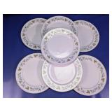 Set of 7 Glass Dinner Plates with Vine Rim