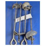 (4)Heavy-Duty Earth Helix Ground Anchors Lot