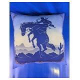 Blue Cowboy Silhouette Throw Pillow