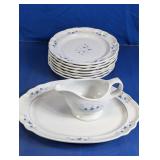 Ceramic Dinnerware Set Blue Rose Scalloped