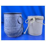 Rustic Galvanized Bucket and Glass Vase with Jute