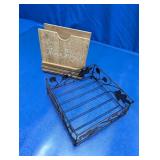 Thankful Wood Holder and Metal Basket Set