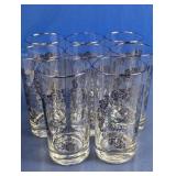 Set of 8 Silver 25th Anniversary Glasses
