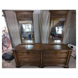 Wood Dresser with Dual Mirrors