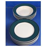 Green Rim Dinner & Rimmed Soup Plates Set