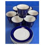 Blue & White Cups & Saucers Set