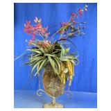 Ornate Fleur-de-Lis Urn with Silk Floral Spray