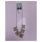 Metal Filigree Necklace & Earrings Set