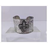 Silver Tone Fleur-de-Lis Cuff Bracelet