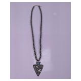 Metal Bead Necklace w/ Arrow Pendant