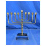 Brass 9-Light Menorah Candle Holder
