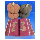 (3) Fall Decor Pumpkins & Runners